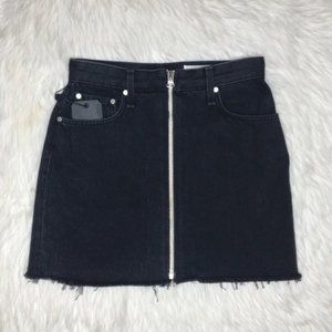 Rag & Bone Anna Zip-front Denim Skirt In Clean Raven